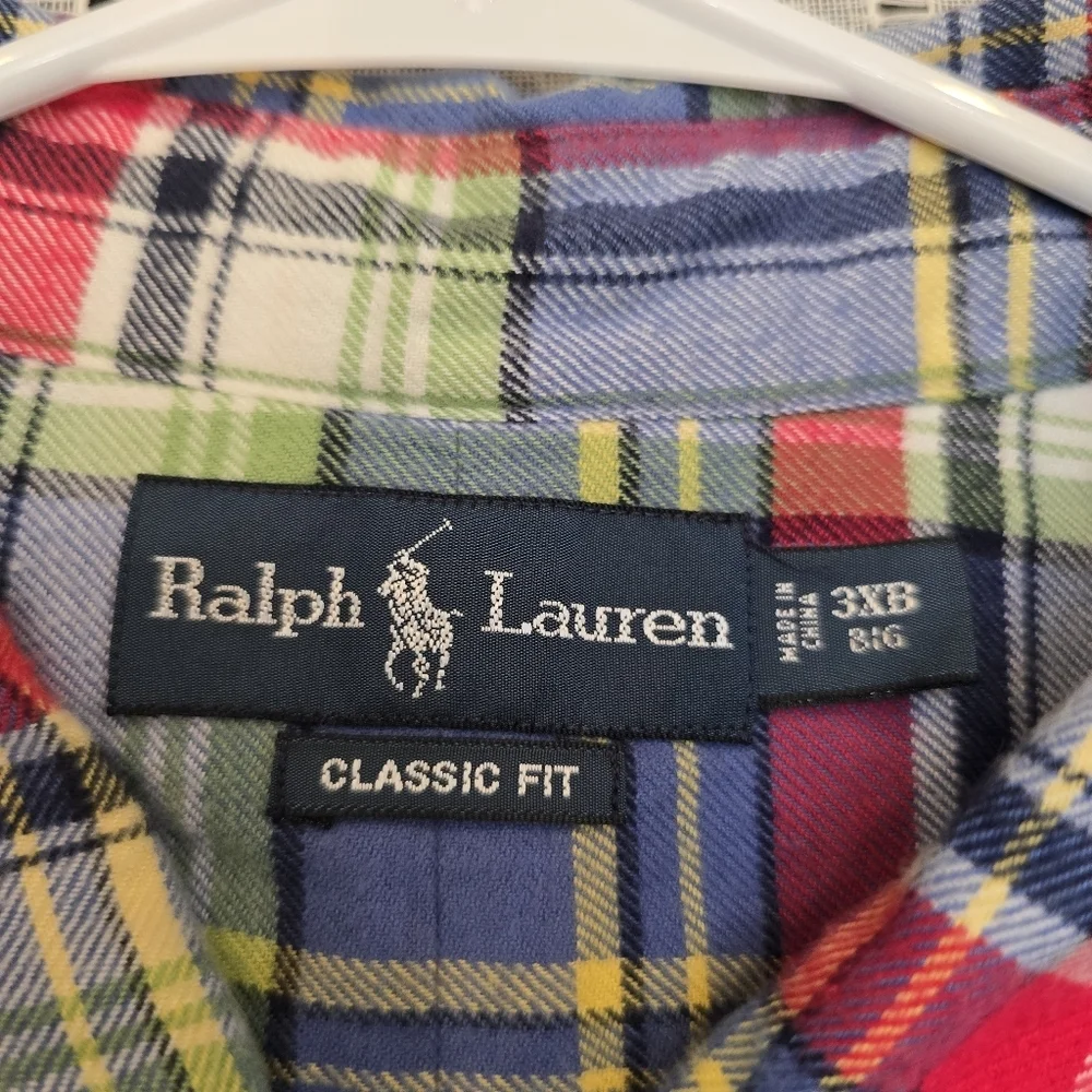 Polo Ralph Lauren Men's 3xbig Classic Fit Flannel Shirt Blue Plaid